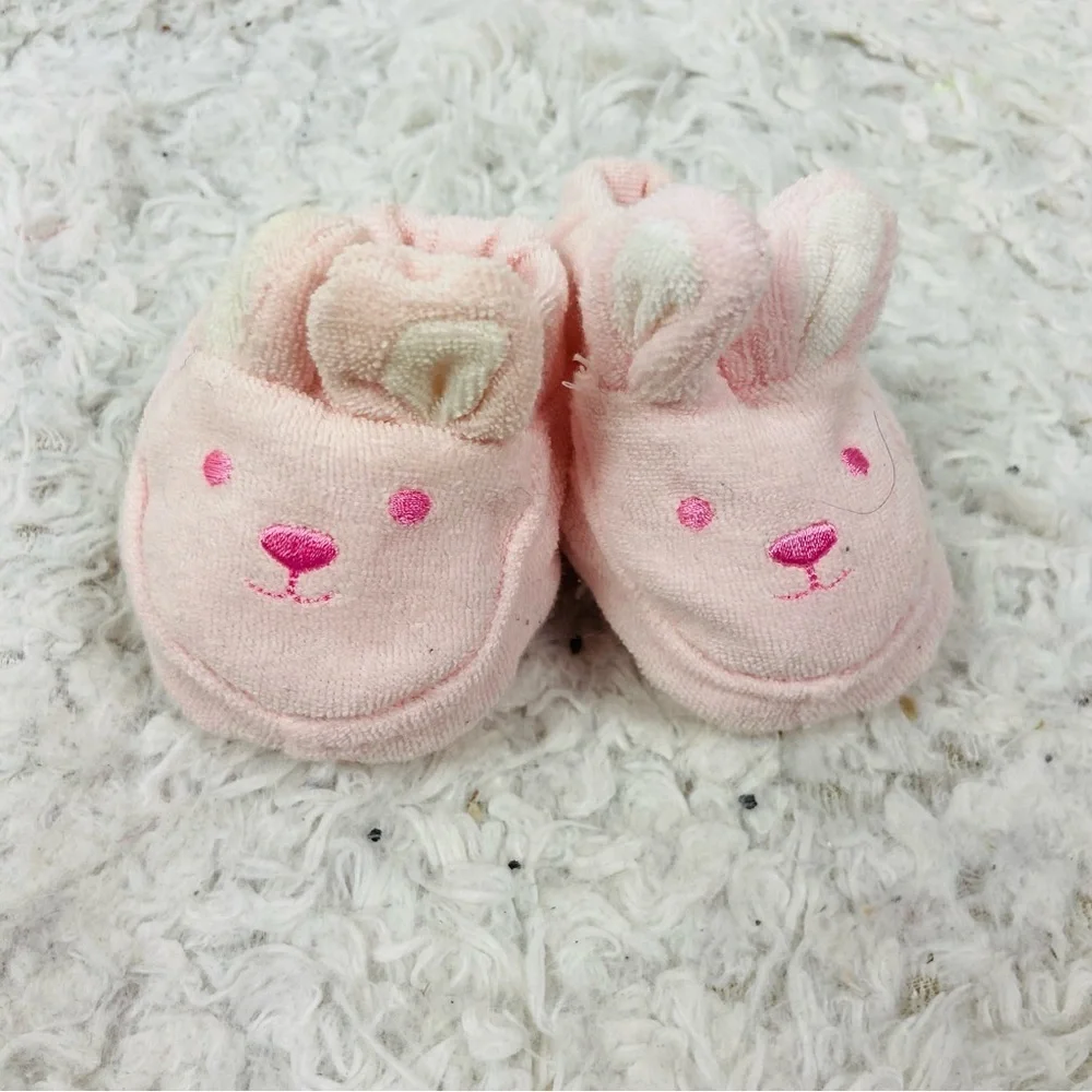 Unbranded Adorable Pink Bunny Baby terry cloth Booties size 0-6 months